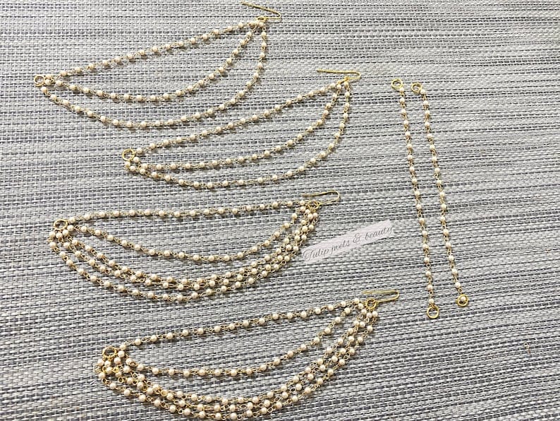 White Peral  Ear Chain (Pack Of 2)