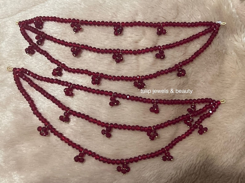 Maroon Stone Ear Chain (Pack Of 2)