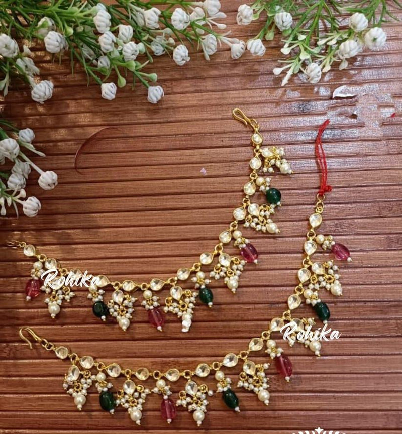 Kundan & Peral Ear Chain (Set Of 2)