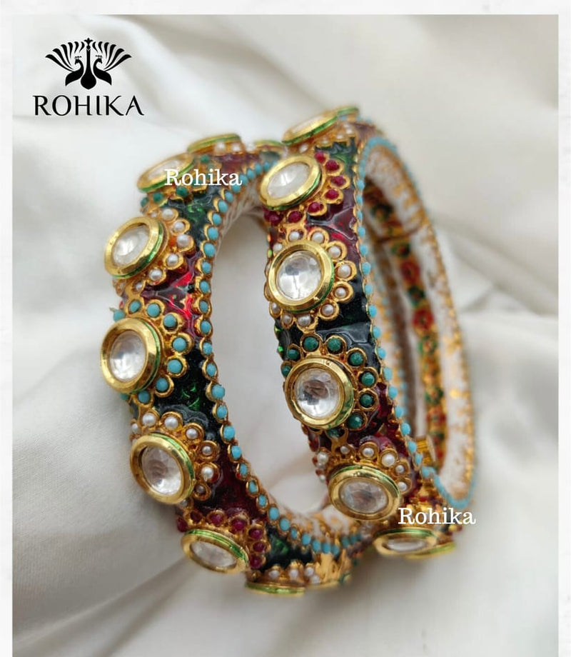 WHITE PEARL KUNDAN JADAU BANGLES
