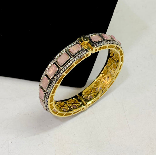 Pair of moissanite victorian dualtone bracelet
