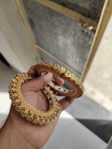 Traditional Multi Colour Beads Gold Plated Bangles