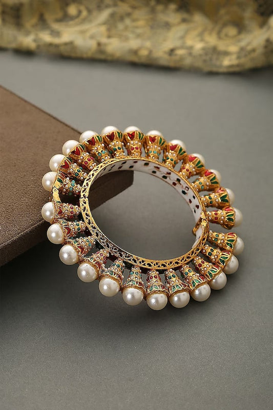 Traditional Multi Colour Beads Gold Plated Bangles