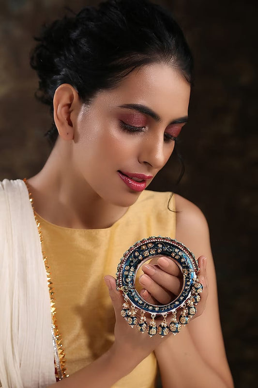 Traditional Multi Colour Beads Gold Plated Bangles