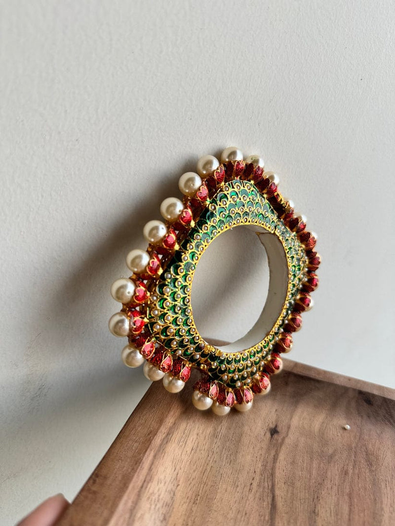 Traditional Multi Colour Beads Gold Plated Bangles