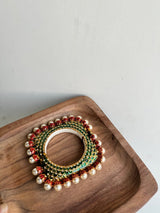 Traditional Multi Colour Beads Gold Plated Bangles