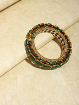 JADAU KUNDAN WITH MULTI STONE BIG BANGLE SET