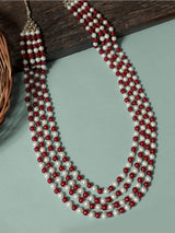 Men's Gold-Plated White & Red Layered Groom Necklace