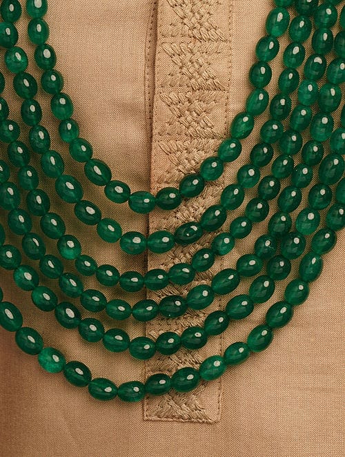 Man's Emarald Green Long Groom Necklace