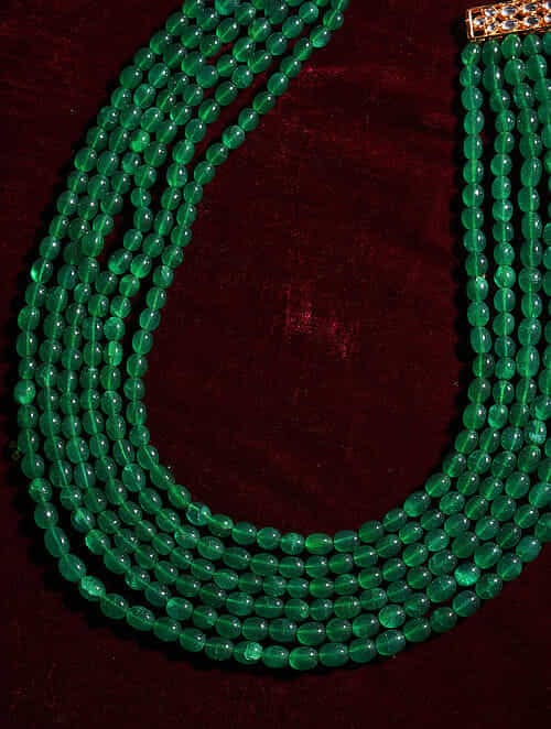 Man's Emarald Green Long Groom Necklace