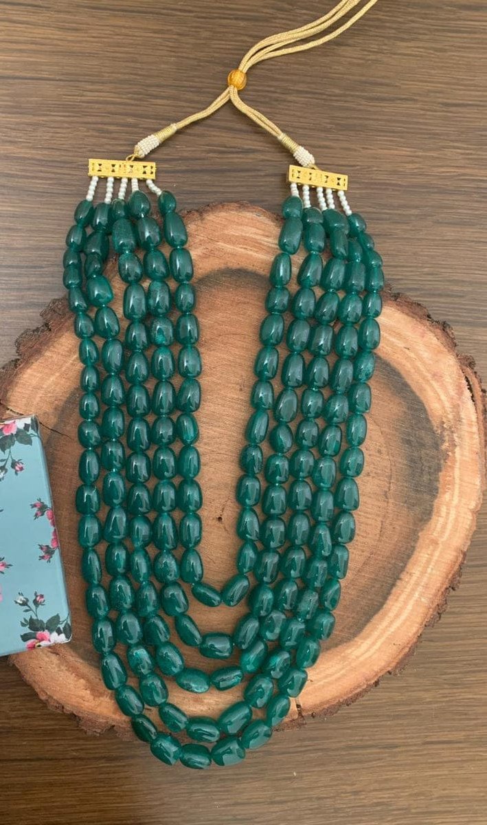 Man's Emarald Green Long Groom Necklace