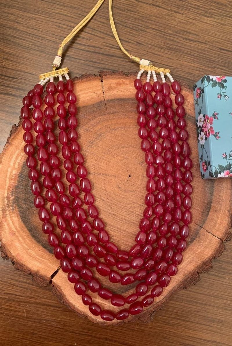 Man's Ruby Red Long Groom Necklace