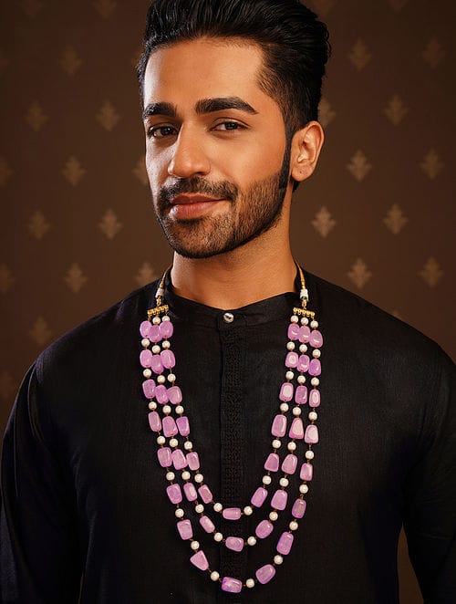 Man's Groom Necklace for Sherwani (Pink)