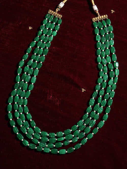 Man's Emarald Green Long Groom Necklace