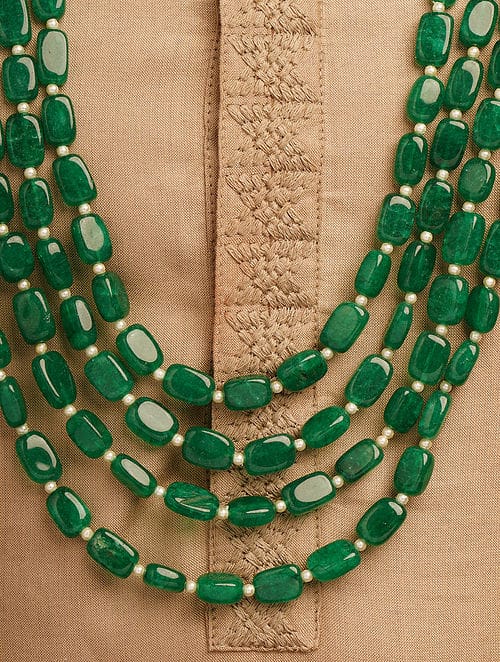 Man's Emarald Green Long Groom Necklace