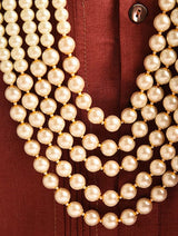 Men's Gold-Plated White Layered Groom Necklace