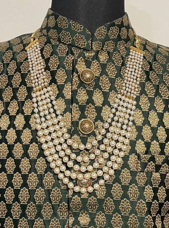 Men's Gold-Plated White Layered Groom Necklace