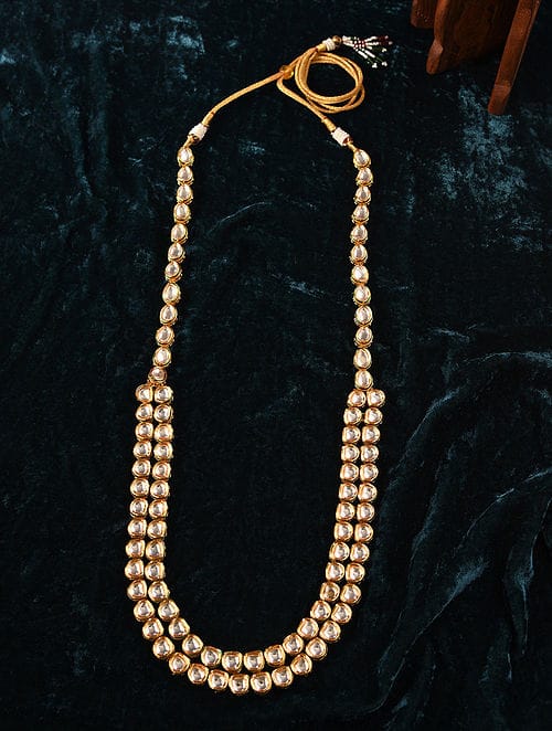 Gold Finish Kundan Polki Groom Necklace