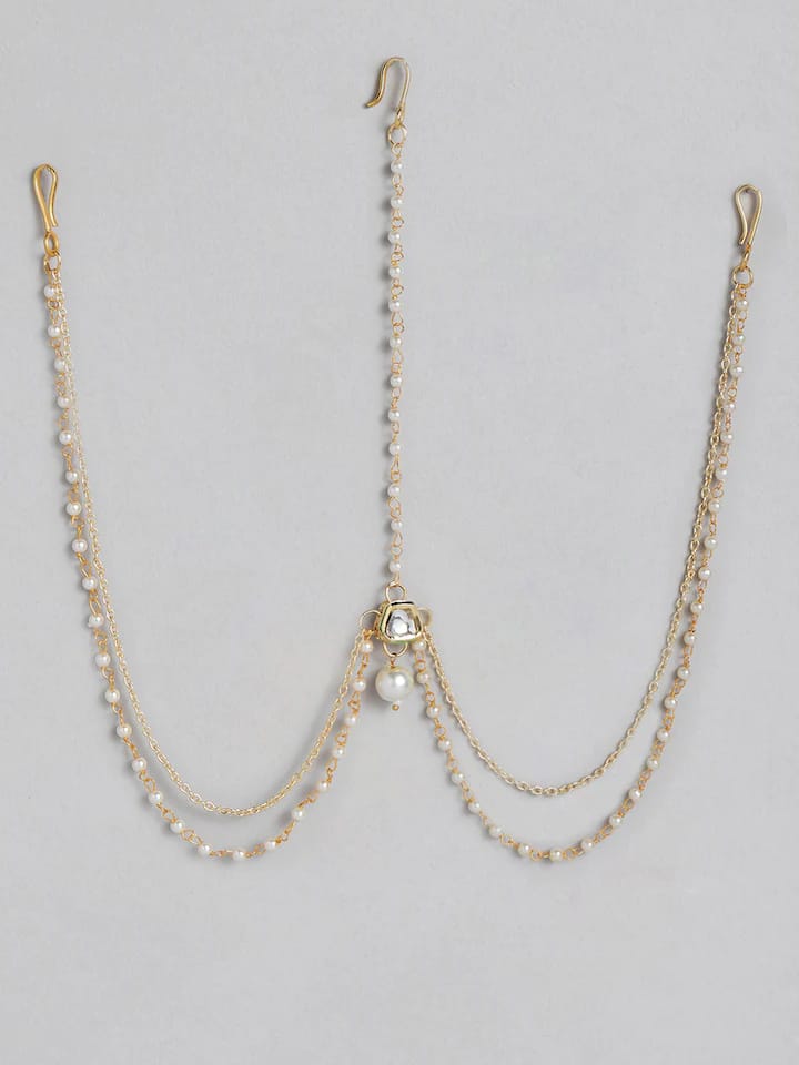 White Metal Gold Plated Single Stone Matha Patti