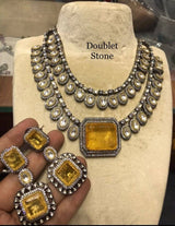 Yellow layered zircon necklace set