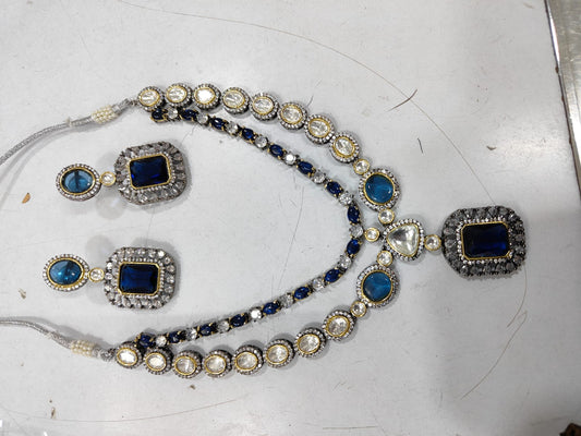 Blue layered zircon necklace set