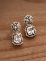 \Rhodium Plated Contemporary American Diamond Studded Drop Earrings