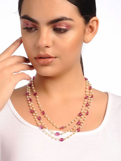 White & Pink Pearl Necklace