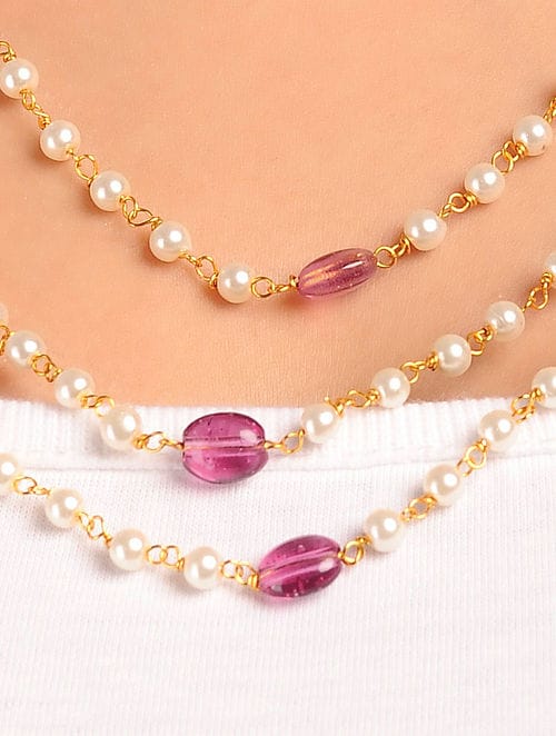 White & Pink Pearl Necklace