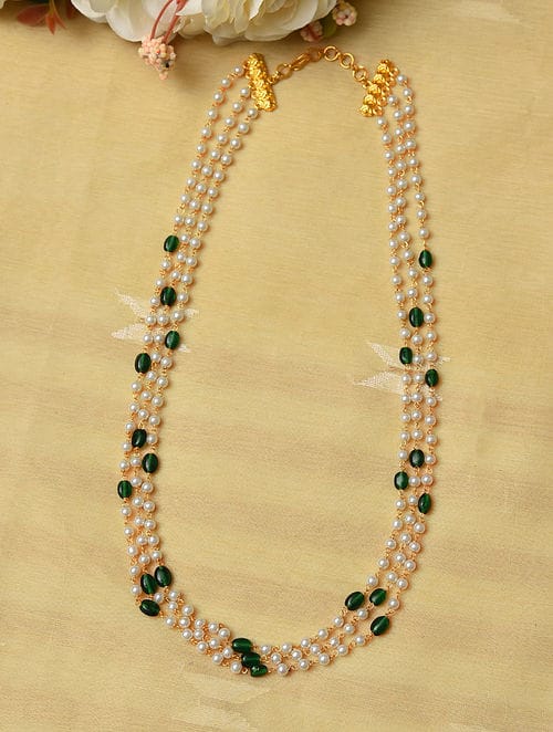 White & Green Pearl Necklace