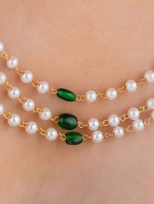 White & Green Pearl Necklace