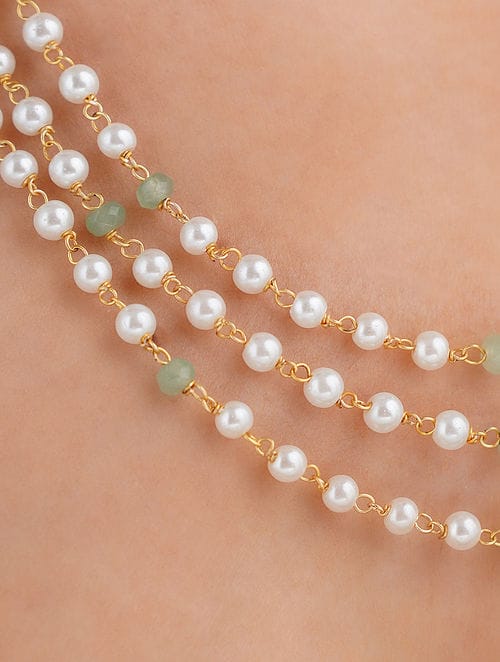 White & Green Pearl Necklace