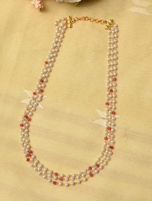 White & Pink Pearl Necklace