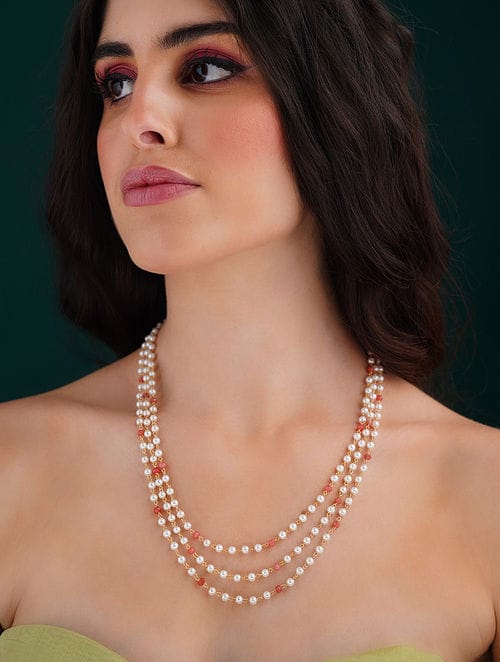 White & Pink Pearl Necklace