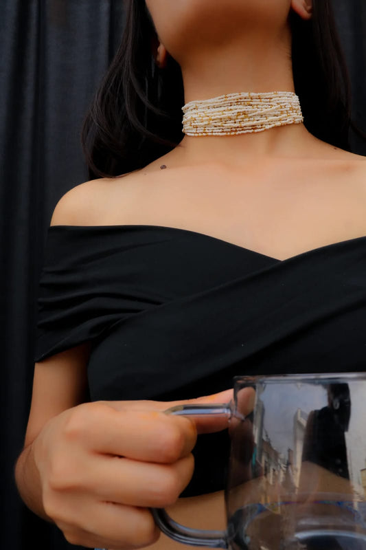 White & Golden Peral Necklace
