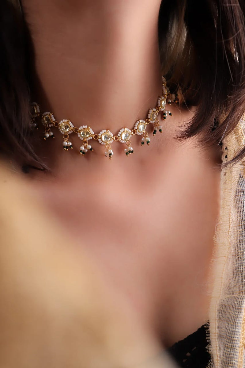 White Kundan Peral Necklace