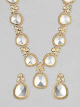 Gold Tone Ad Polki Long Necklace