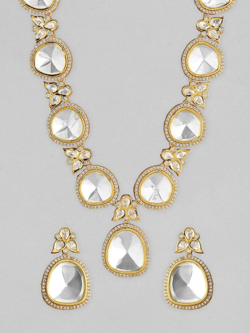 Gold Tone Ad Polki Long Necklace