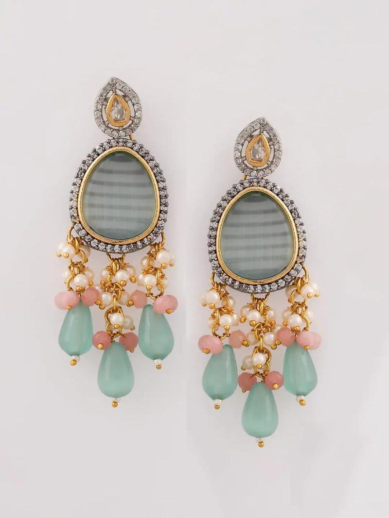 Embellished Monalisa stone Necklace Set