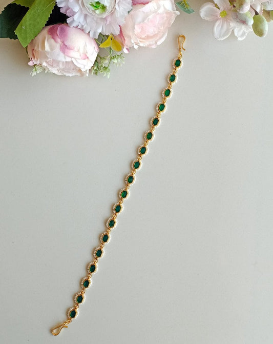 Gold Plated Green Ad Studded Mathapatti