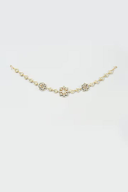 Gold Finish Kundan Polki Mathapatti