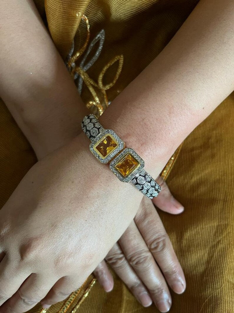 Pair of moissanite victorian dualtone bracelet