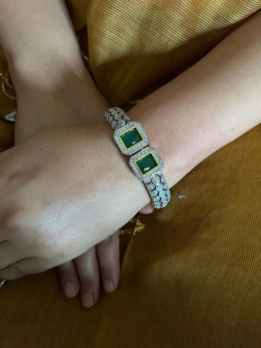 Pair of moissanite victorian dualtone bracelet