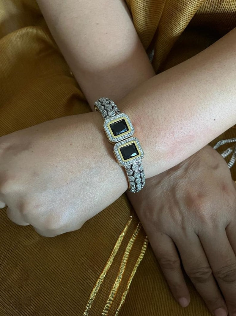 Pair of moissanite victorian dualtone bracelet