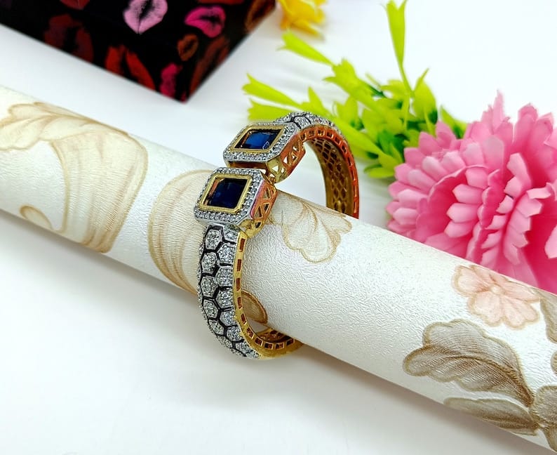 Pair of moissanite victorian dualtone bracelet