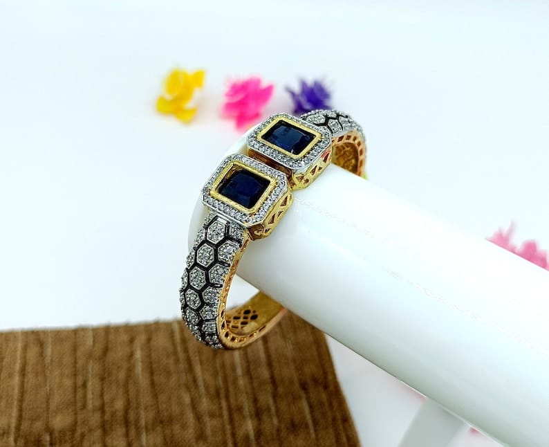 Pair of moissanite victorian dualtone bracelet