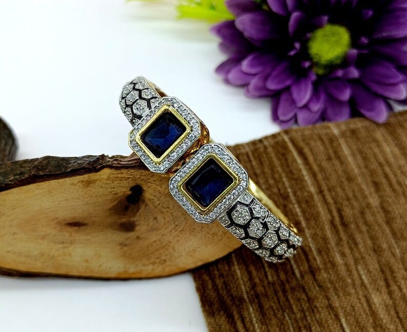 Pair of moissanite victorian dualtone bracelet