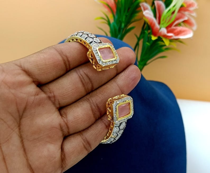 Pair of moissanite victorian dualtone bracelet
