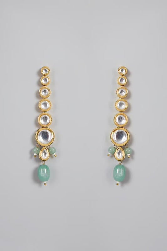 Gold Plated Pearl & Kundan Polki Necklace Set