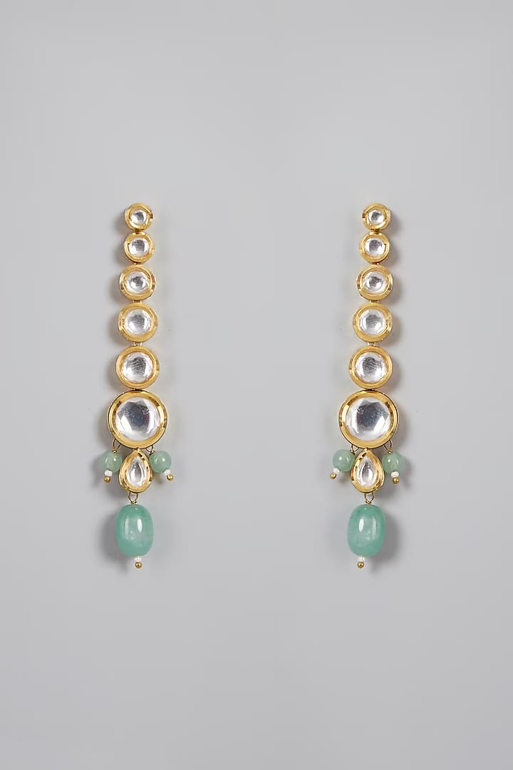 Gold Plated Pearl & Kundan Polki Necklace Set