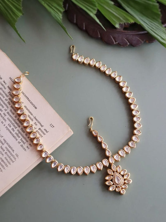Exclusive Studded Gold Plated Headband With Enamel Work Traditional Bridal Matha Patti